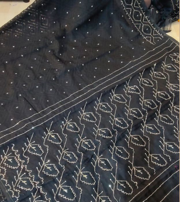 Elegant Bengal Cotton Saree with Beautiful Karchupi Work
