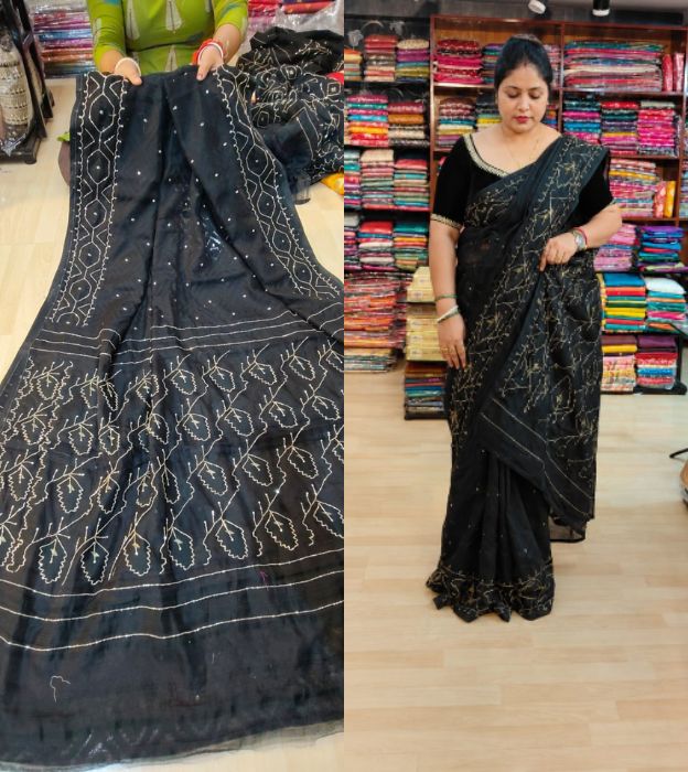 Elegant Bengal Cotton Saree with Beautiful Karchupi Work