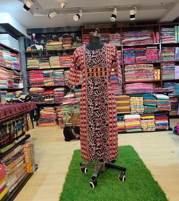 Premium Cotton Ajrakh Print Handwork Kurti