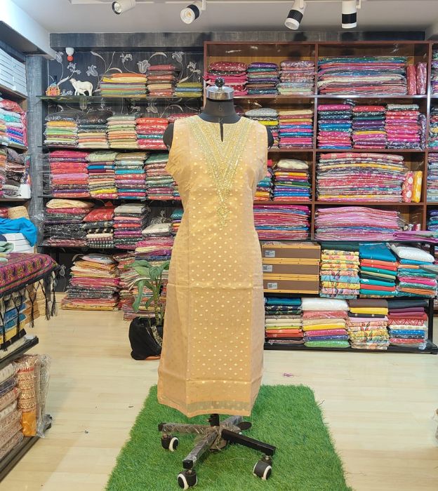 Premium Tissue Kurti with Elegant Neck Work