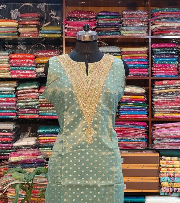 Premium Tissue Kurti with Elegant Neck Work