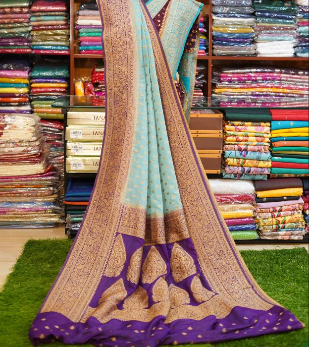 Pure Katan Banarasi Saree With Gold Polish Zari & Patli Pallu