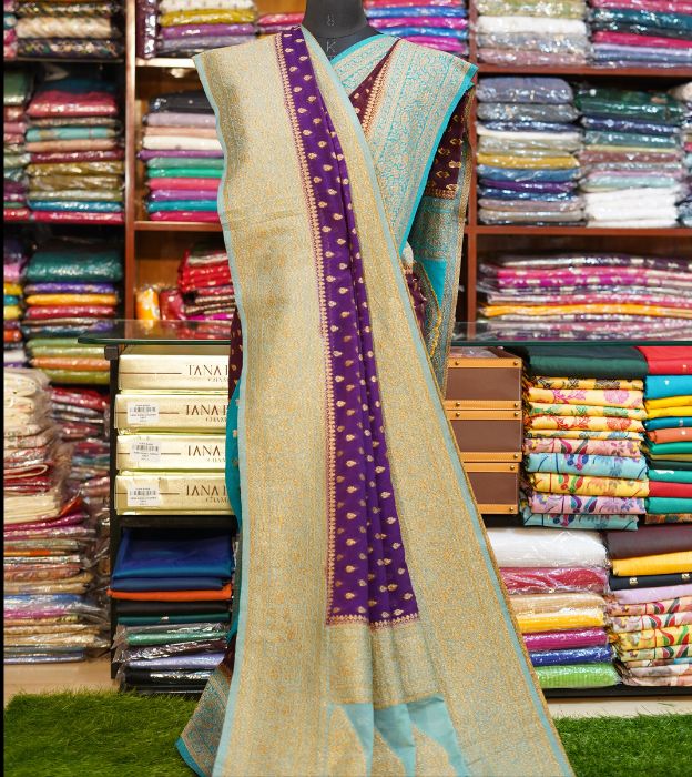 Pure Katan Banarasi Saree With Gold Polish Zari & Patli Pallu