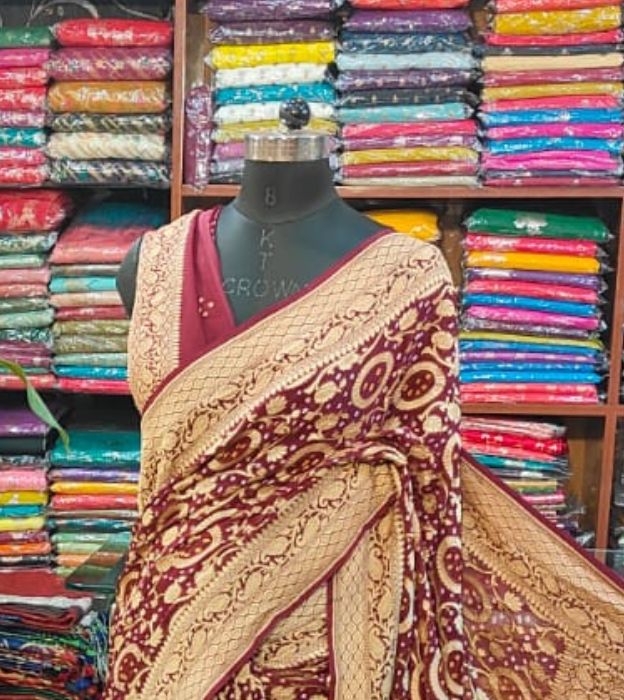 Regal Maroon Khaddi Georgette Banarasi Saree