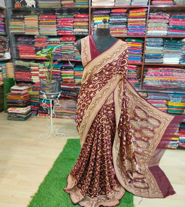 Regal Maroon Khaddi Georgette Banarasi Saree