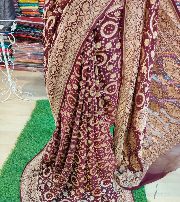Regal Maroon Khaddi Georgette Banarasi Saree