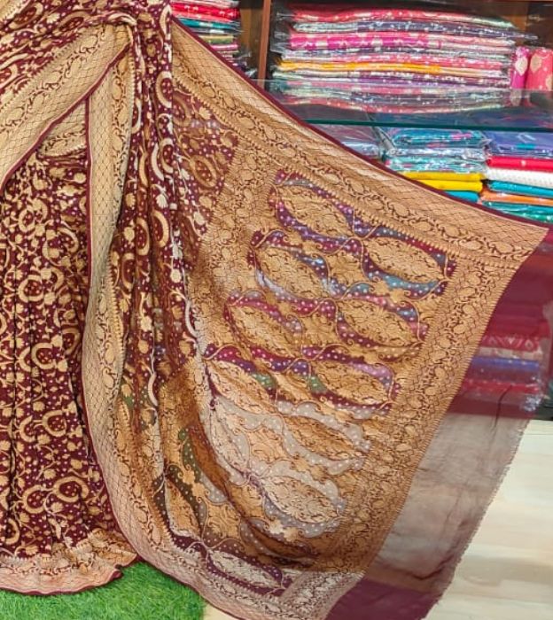 Regal Maroon Khaddi Georgette Banarasi Saree