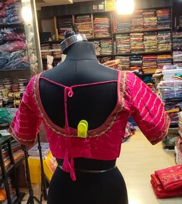 Elegant Satin Cotton Embroidered Padded Blouse